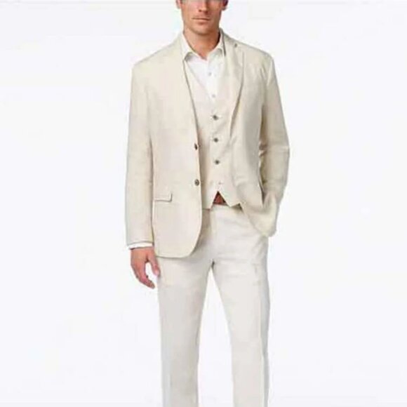 Linen Suit - Mens Summer Suits in Natural Color - Beach Wedding Suit - Picture 1 of 2